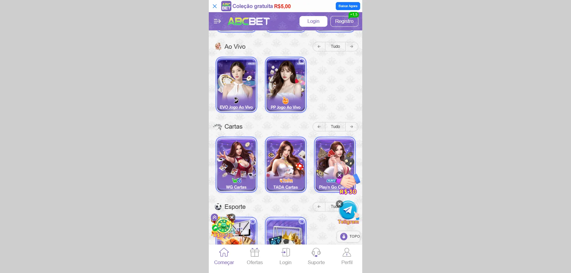 Cassino ao vivo no abcbet app — dealers em tempo real