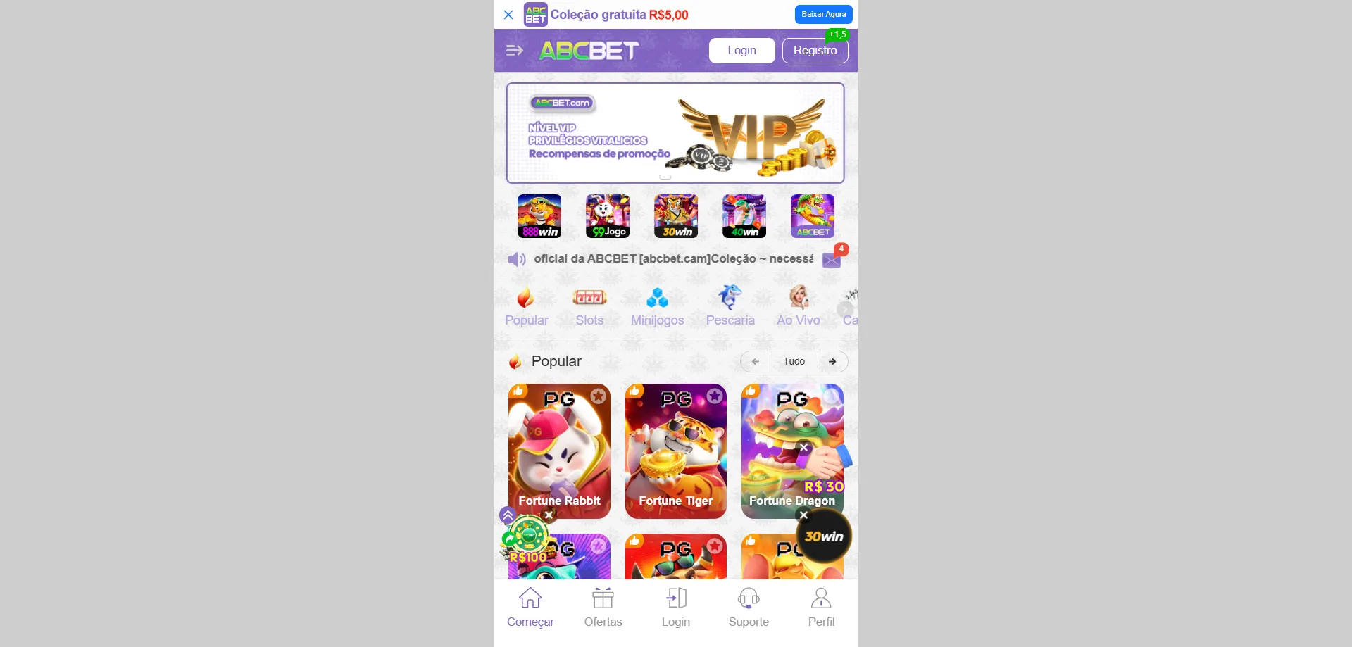 Visão geral da plataforma Abcbet Casino — cassino e esportes integrados